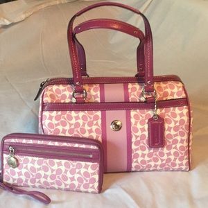 ❌SOLD 🍁💜Coach Chelsea Stripe Satchel💜